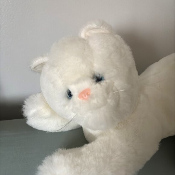 RHTF Reading China & Glass Company Blue Eyed White 22" Laying Soft Plush Cat - Picture 3 of 4